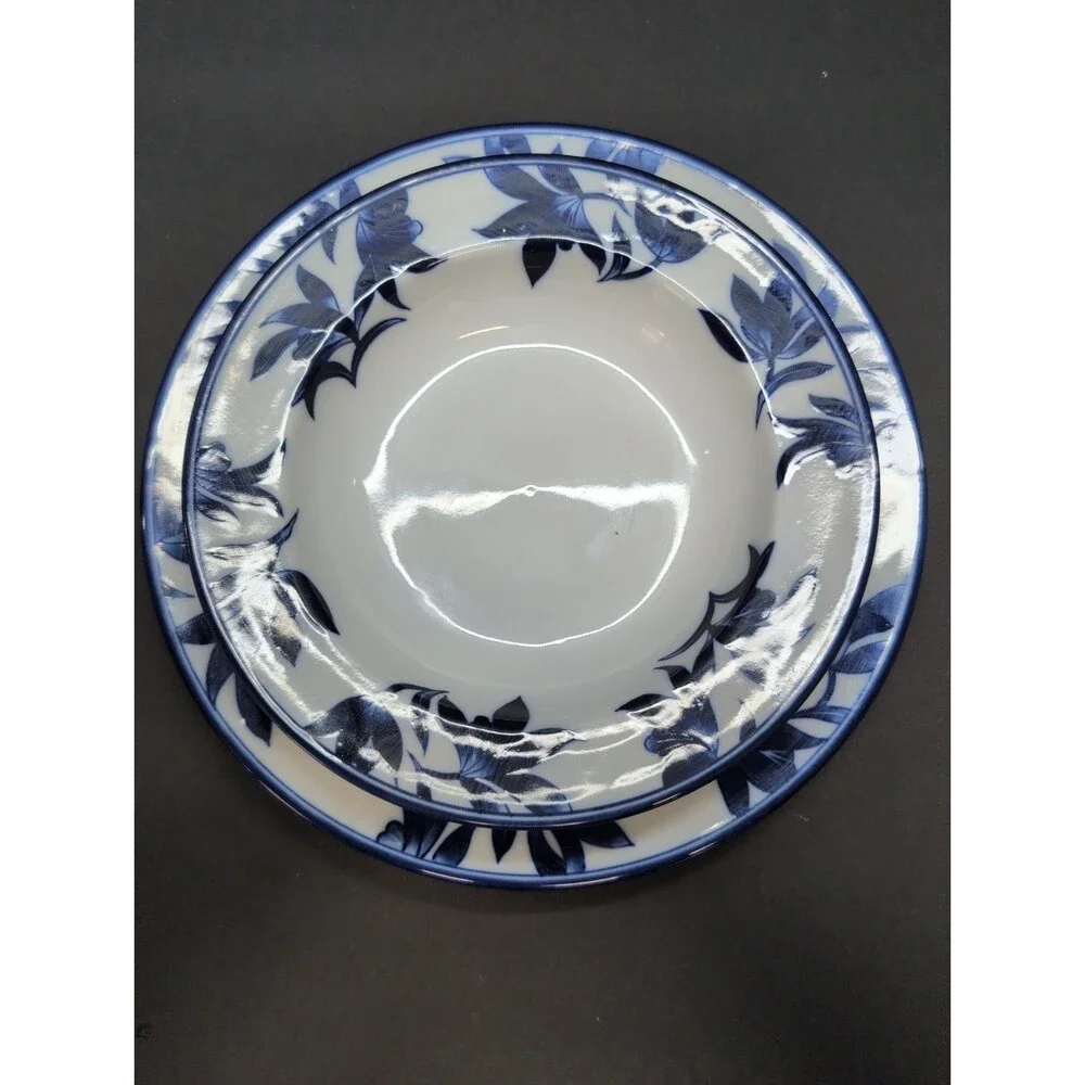 Pier 1 Ming Porcelain Soup/ Salad Bowl And Plate